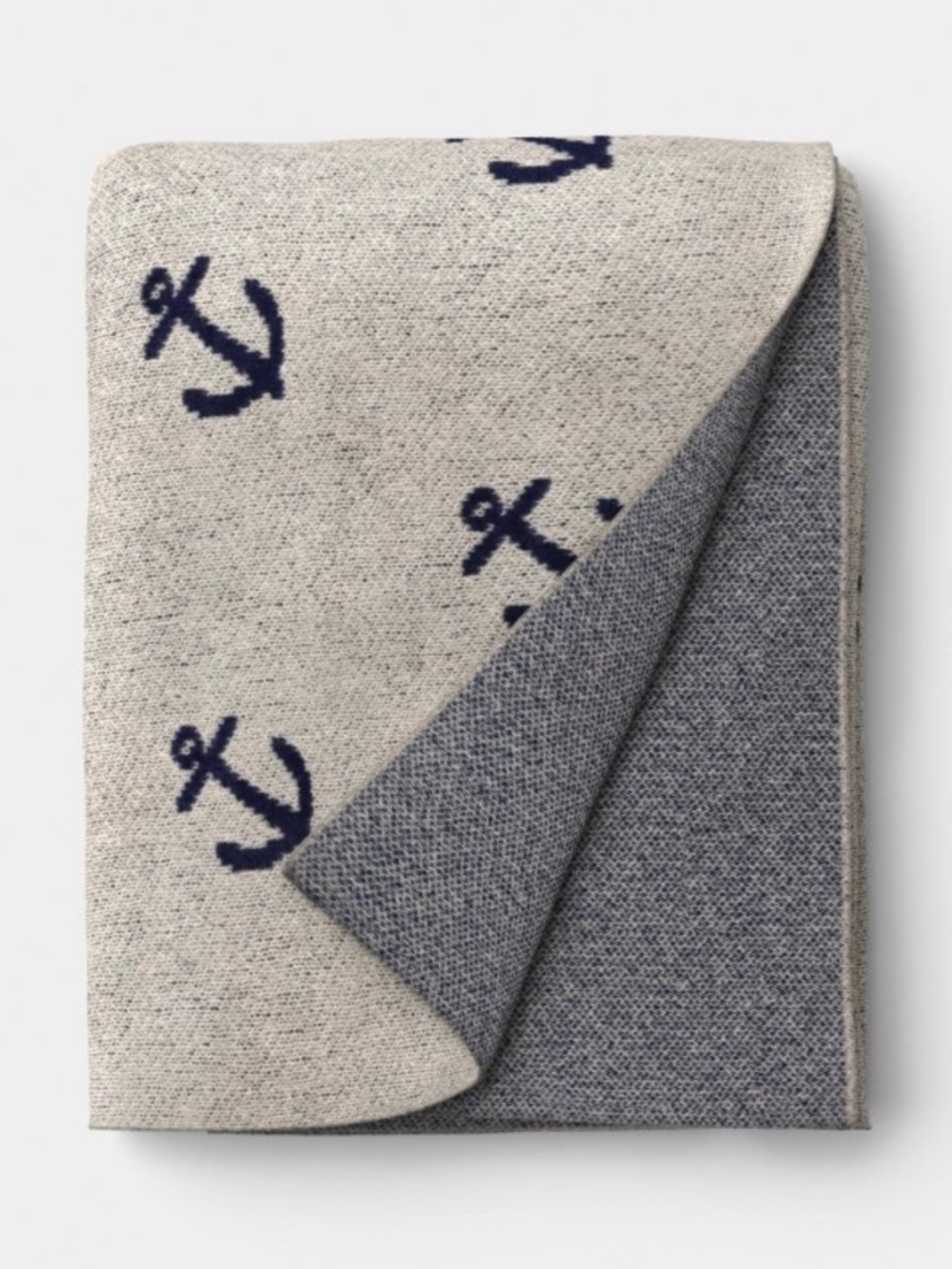Anchor Throw Blanket Ivory/Blue Coastal - Room Essentials